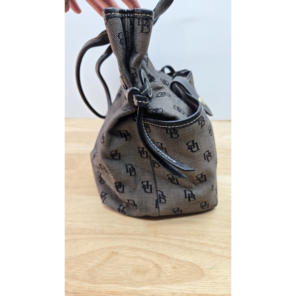 Vintage Dooney & Bourke  Signature Monogram Canvas Tote Bag Black/Grey,‎ Medium - Picture 10 of 16